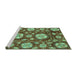 Sideview of Machine Washable Abstract Turquoise Modern Area Rugs, wshabs3795turq