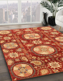 Machine Washable Abstract Orange Rug in a Family Room, wshabs3795