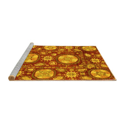 Sideview of Machine Washable Abstract Yellow Modern Rug, wshabs3795yw