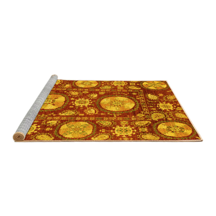 Sideview of Machine Washable Abstract Yellow Modern Rug, wshabs3795yw