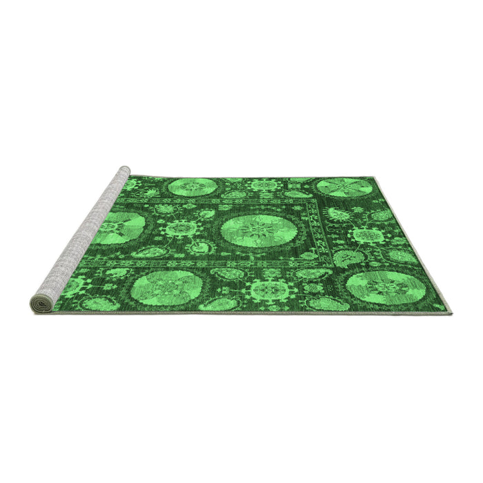 Sideview of Machine Washable Abstract Emerald Green Modern Area Rugs, wshabs3795emgrn