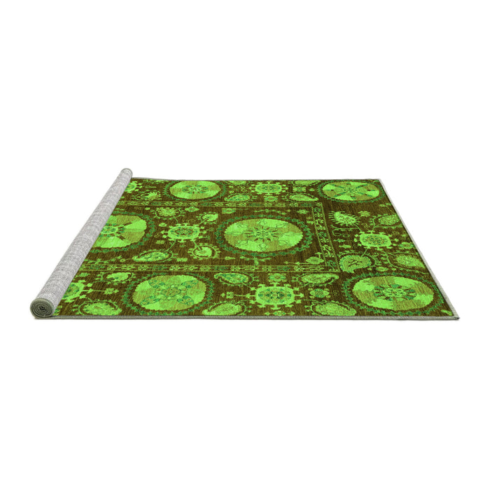 Sideview of Machine Washable Abstract Green Modern Area Rugs, wshabs3795grn