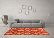 Machine Washable Abstract Orange Modern Area Rugs in a Living Room, wshabs3795org