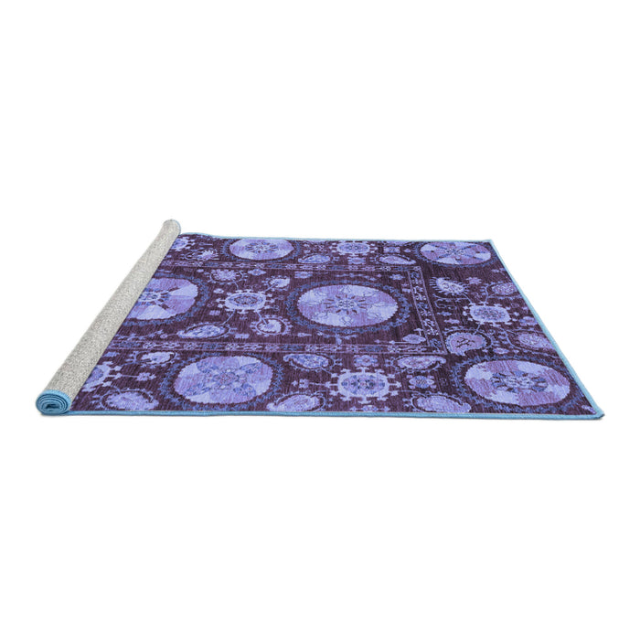 Sideview of Machine Washable Abstract Blue Modern Rug, wshabs3795blu