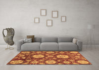 Machine Washable Abstract Brown Modern Rug, wshabs3795brn