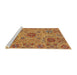 Sideview of Machine Washable Abstract Yellow Rug, wshabs3796