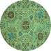 Round Abstract Turquoise Modern Rug, abs3796turq