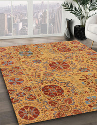 Abstract Yellow Modern Rug, abs3796