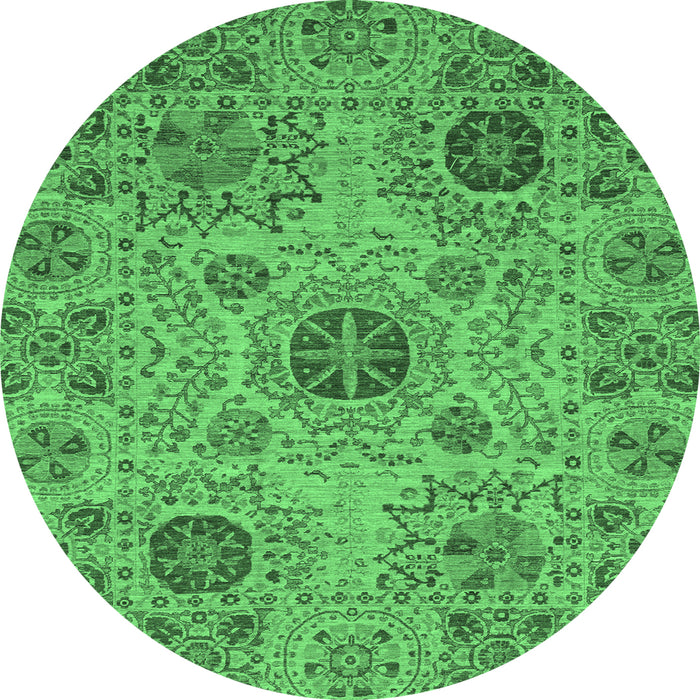 Round Abstract Emerald Green Modern Rug, abs3796emgrn