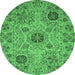 Round Abstract Emerald Green Modern Rug, abs3796emgrn