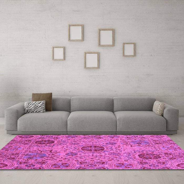 Machine Washable Abstract Purple Modern Area Rugs in a Living Room, wshabs3796pur