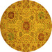 Round Machine Washable Abstract Yellow Modern Rug, wshabs3796yw