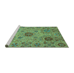 Sideview of Machine Washable Abstract Turquoise Modern Area Rugs, wshabs3796turq
