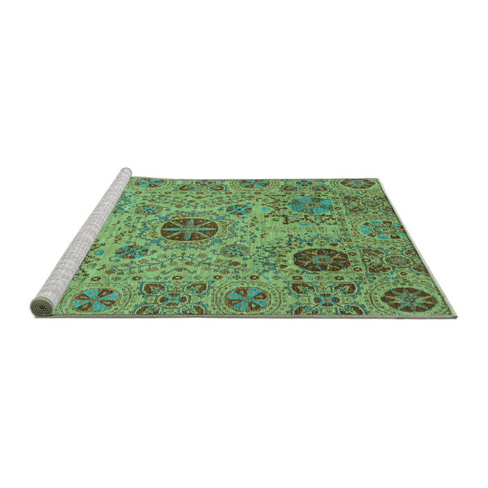 Sideview of Machine Washable Abstract Turquoise Modern Area Rugs, wshabs3796turq