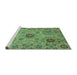 Sideview of Machine Washable Abstract Turquoise Modern Area Rugs, wshabs3796turq