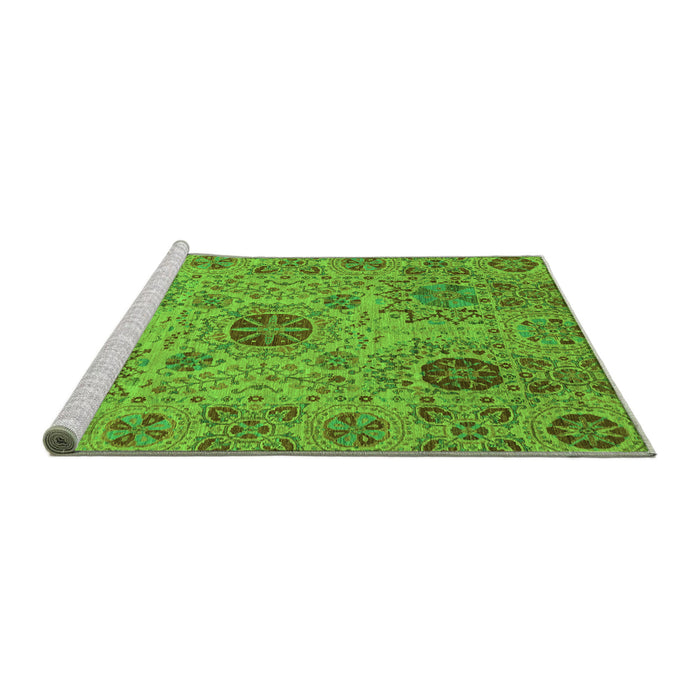 Sideview of Machine Washable Abstract Green Modern Area Rugs, wshabs3796grn
