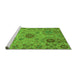 Sideview of Machine Washable Abstract Green Modern Area Rugs, wshabs3796grn