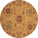 Round Abstract Brown Modern Rug, abs3796brn