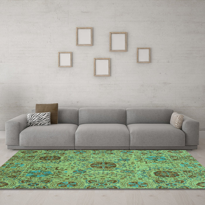 Machine Washable Abstract Turquoise Modern Area Rugs in a Living Room,, wshabs3796turq