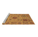 Sideview of Machine Washable Abstract Brown Modern Rug, wshabs3796brn