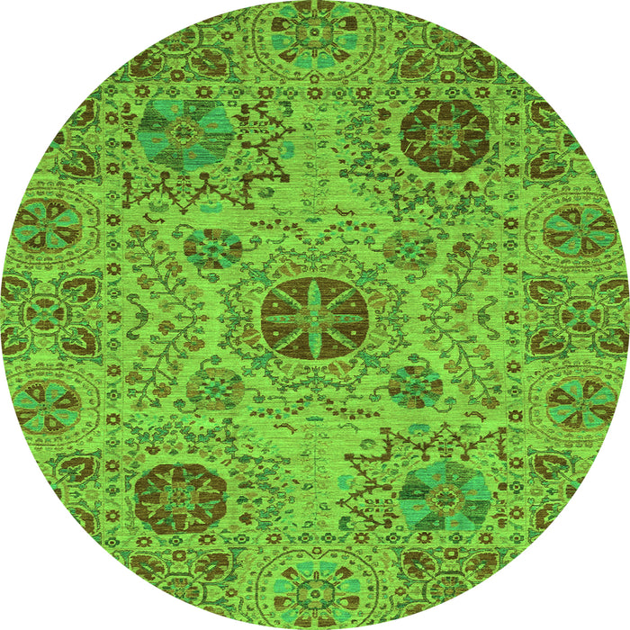 Round Abstract Green Modern Rug, abs3796grn