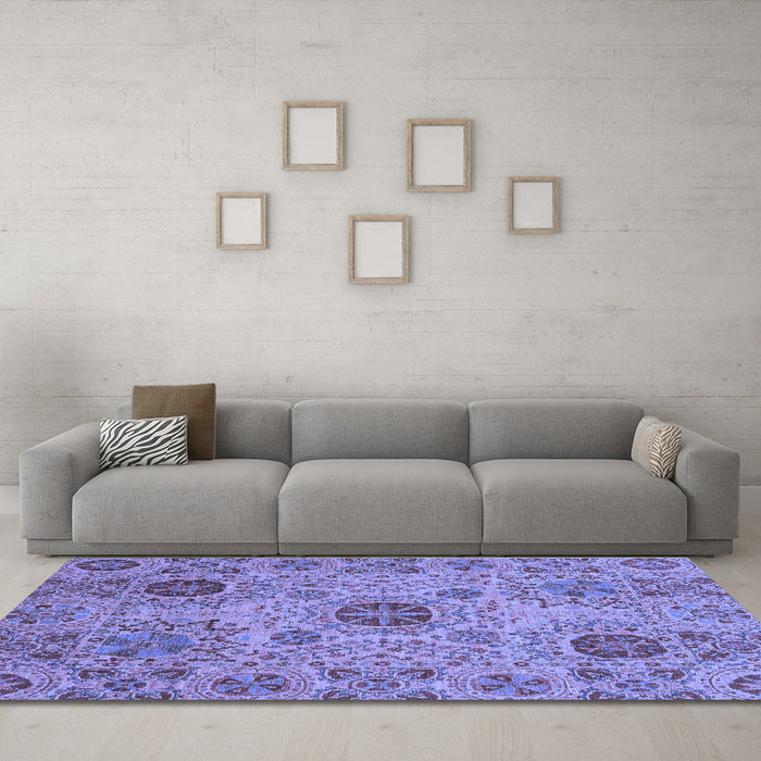 Machine Washable Abstract Blue Modern Rug in a Living Room, wshabs3796blu