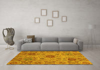 Machine Washable Abstract Yellow Modern Rug, wshabs3796yw