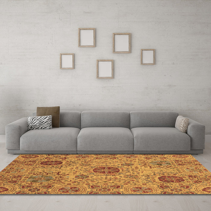 Machine Washable Abstract Brown Modern Rug in a Living Room,, wshabs3796brn