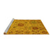 Sideview of Machine Washable Abstract Yellow Modern Rug, wshabs3796yw