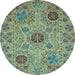 Round Abstract Light Blue Modern Rug, abs3796lblu