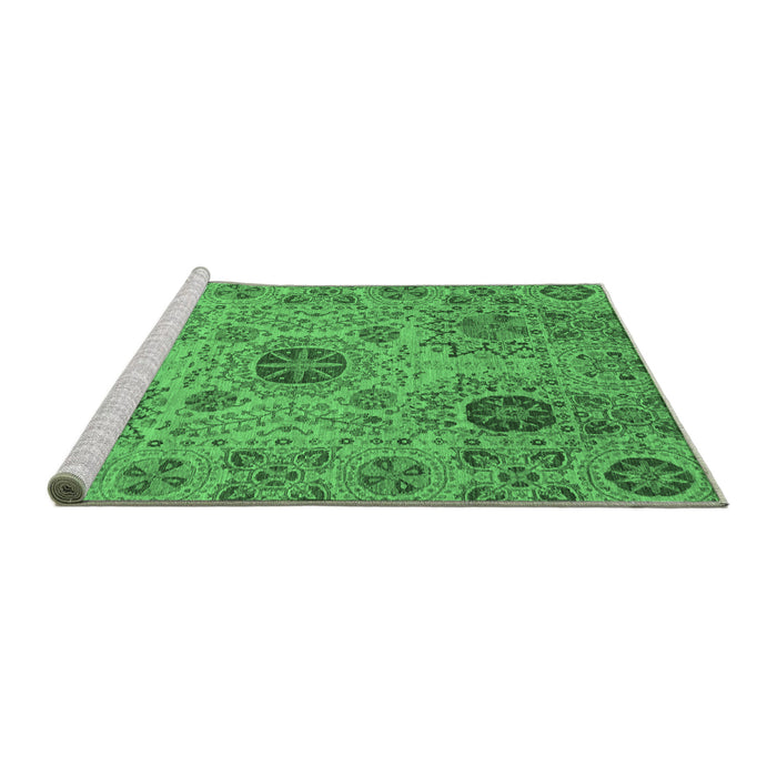 Sideview of Machine Washable Abstract Emerald Green Modern Area Rugs, wshabs3796emgrn