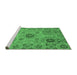 Sideview of Machine Washable Abstract Emerald Green Modern Area Rugs, wshabs3796emgrn