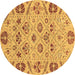 Round Machine Washable Abstract Brown Modern Rug, wshabs3797brn