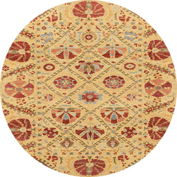 Round Abstract Orange Modern Rug, abs3797