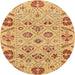 Round Abstract Orange Modern Rug, abs3797