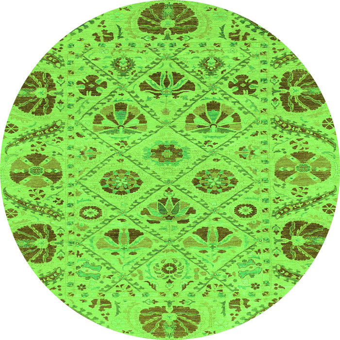 Round Abstract Green Modern Rug, abs3797grn