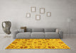 Machine Washable Abstract Yellow Modern Rug in a Living Room, wshabs3797yw