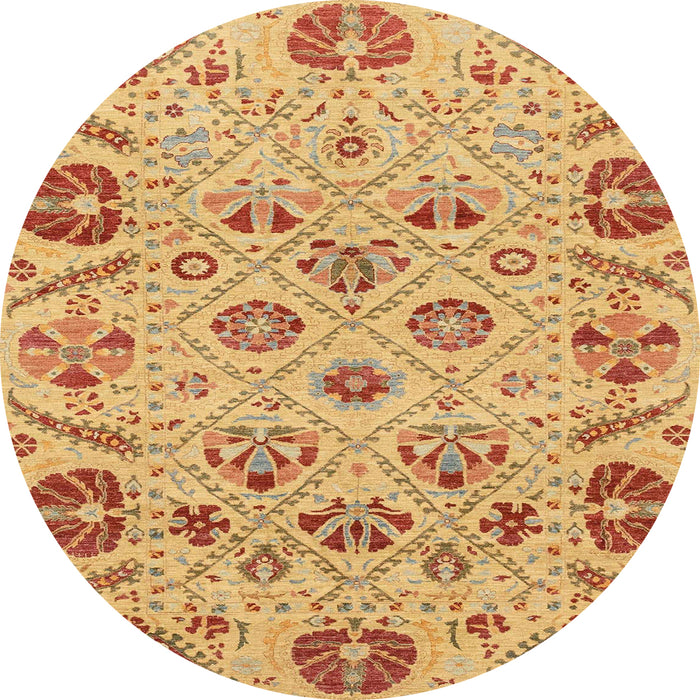 Round Machine Washable Abstract Orange Rug, wshabs3797