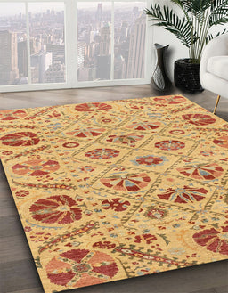 Machine Washable Abstract Orange Rug in a Family Room, wshabs3797