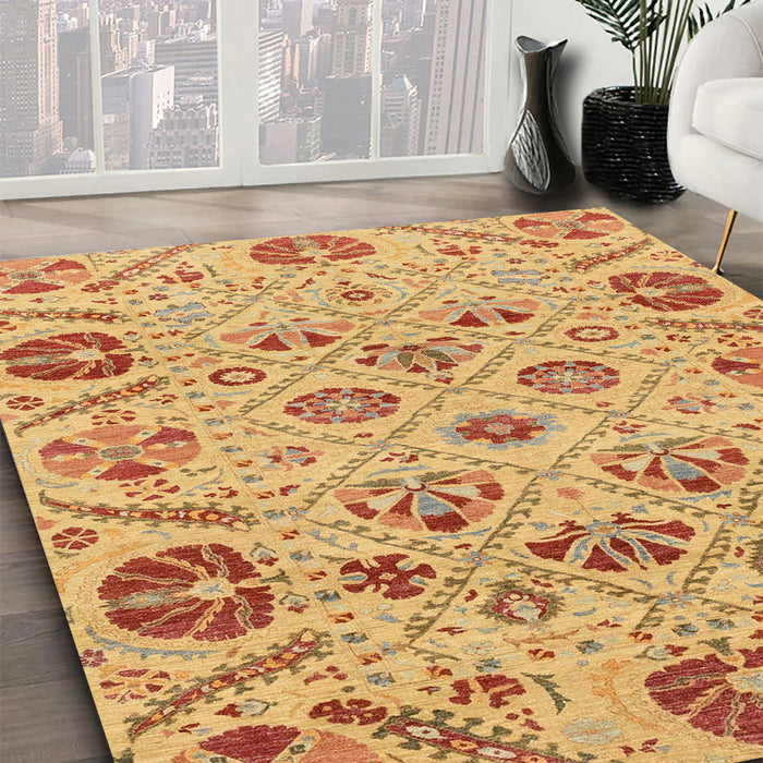 Machine Washable Abstract Orange Rug in a Family Room, wshabs3797