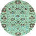 Round Abstract Light Blue Modern Rug, abs3797lblu