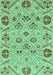 Machine Washable Abstract Turquoise Modern Area Rugs, wshabs3797turq