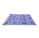 Sideview of Machine Washable Abstract Blue Modern Rug, wshabs3797blu