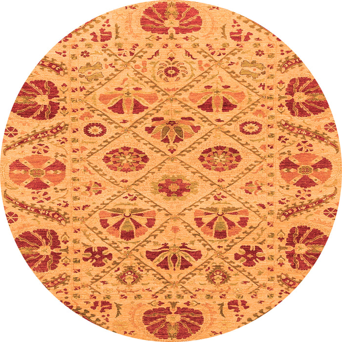 Round Abstract Orange Modern Rug, abs3797org