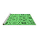 Sideview of Machine Washable Abstract Emerald Green Modern Area Rugs, wshabs3797emgrn