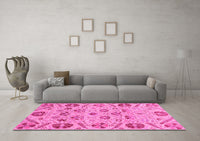 Machine Washable Abstract Pink Modern Rug, wshabs3797pnk