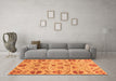 Machine Washable Abstract Orange Modern Area Rugs in a Living Room, wshabs3797org