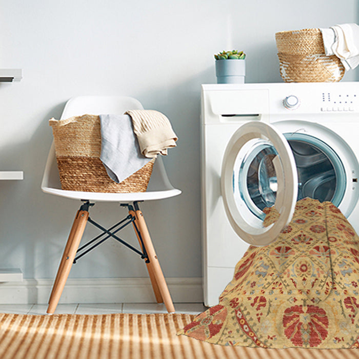 Machine Washable Abstract Orange Rug in a Washing Machine, wshabs3797