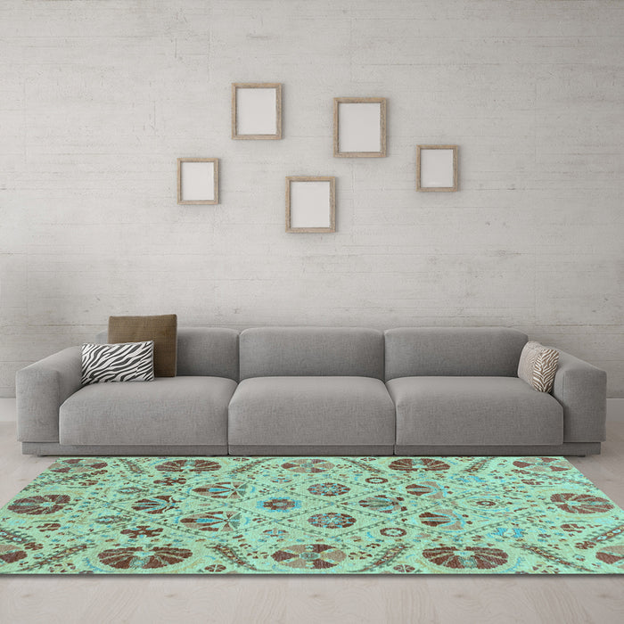 Machine Washable Abstract Light Blue Modern Rug in a Living Room, wshabs3797lblu