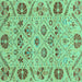 Square Machine Washable Abstract Turquoise Modern Area Rugs, wshabs3797turq